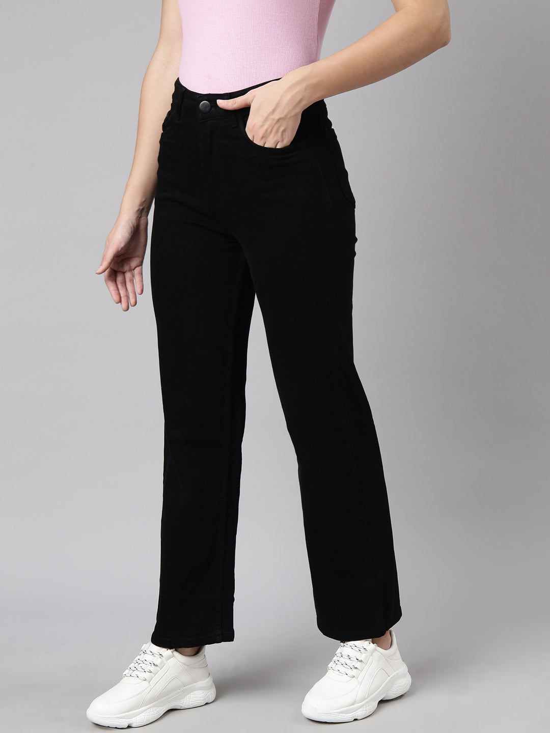 Women Straight Fit Denim Black Jean