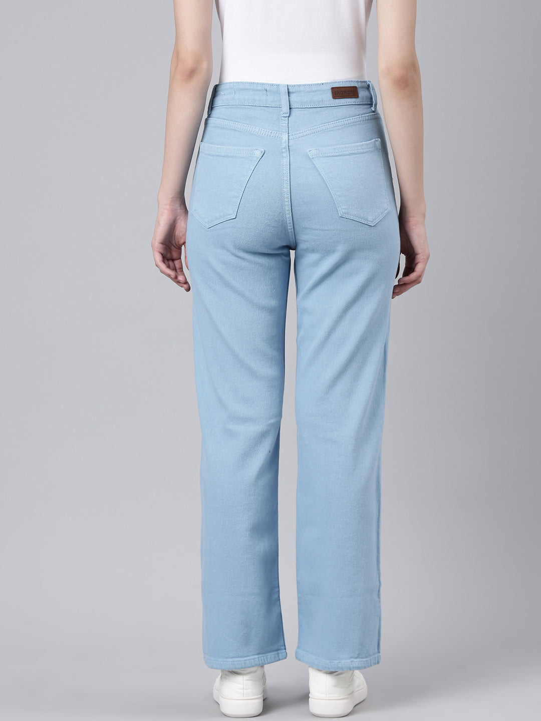 Women's Blue Mid Rise Straight Fit Denim Jeans