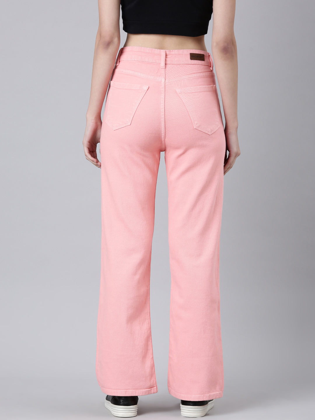 Women's Peach Mid Rise Straight Fit Stretchable Denim Jeans