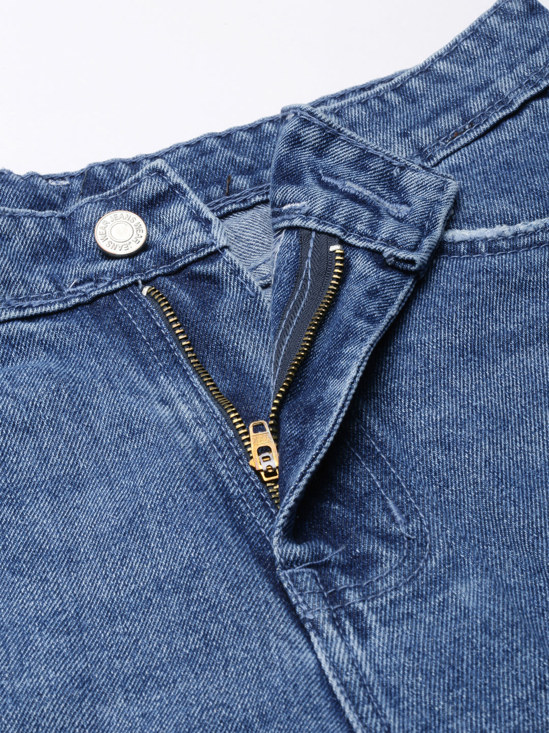 Women's Blue Solid Mom Fit Denim Jeans