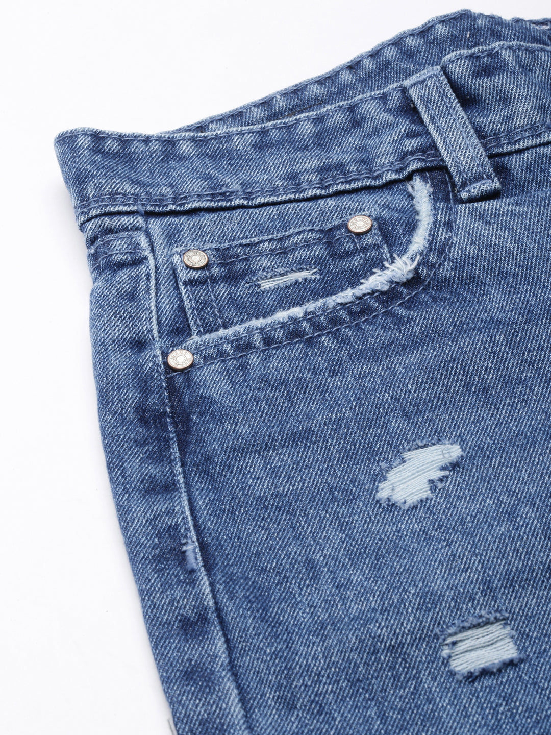 Women's Blue Solid Mom Fit Denim Jeans