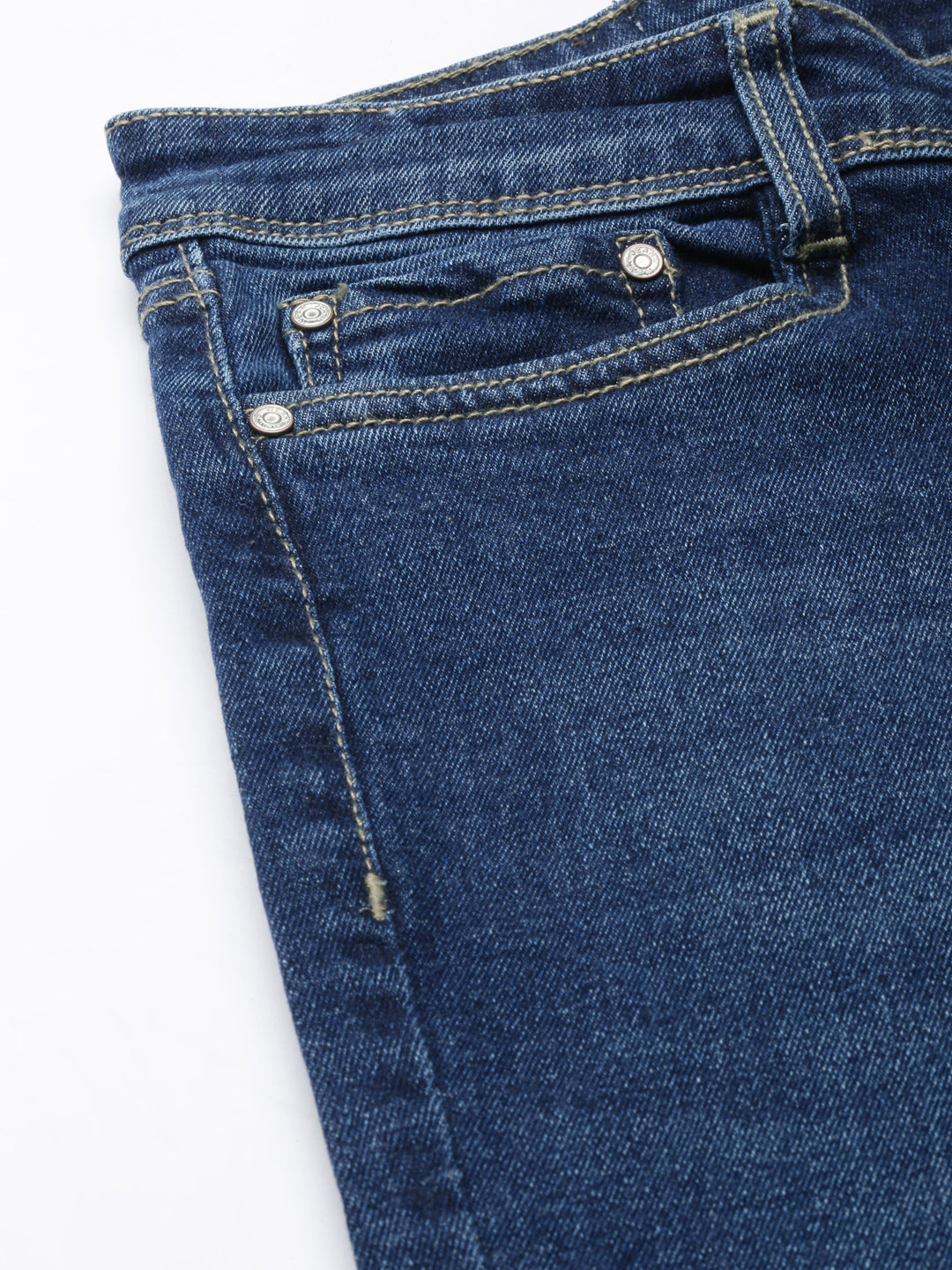 Women's Navy Blue Straight Fit Light Fade Acid Wash Denim Stretchable Jeans