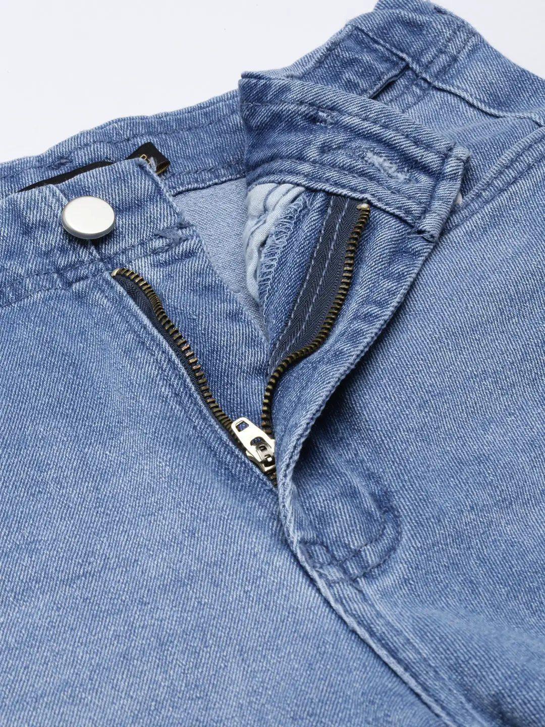 Women's Blue Solid Straight Fit Denim Jeans