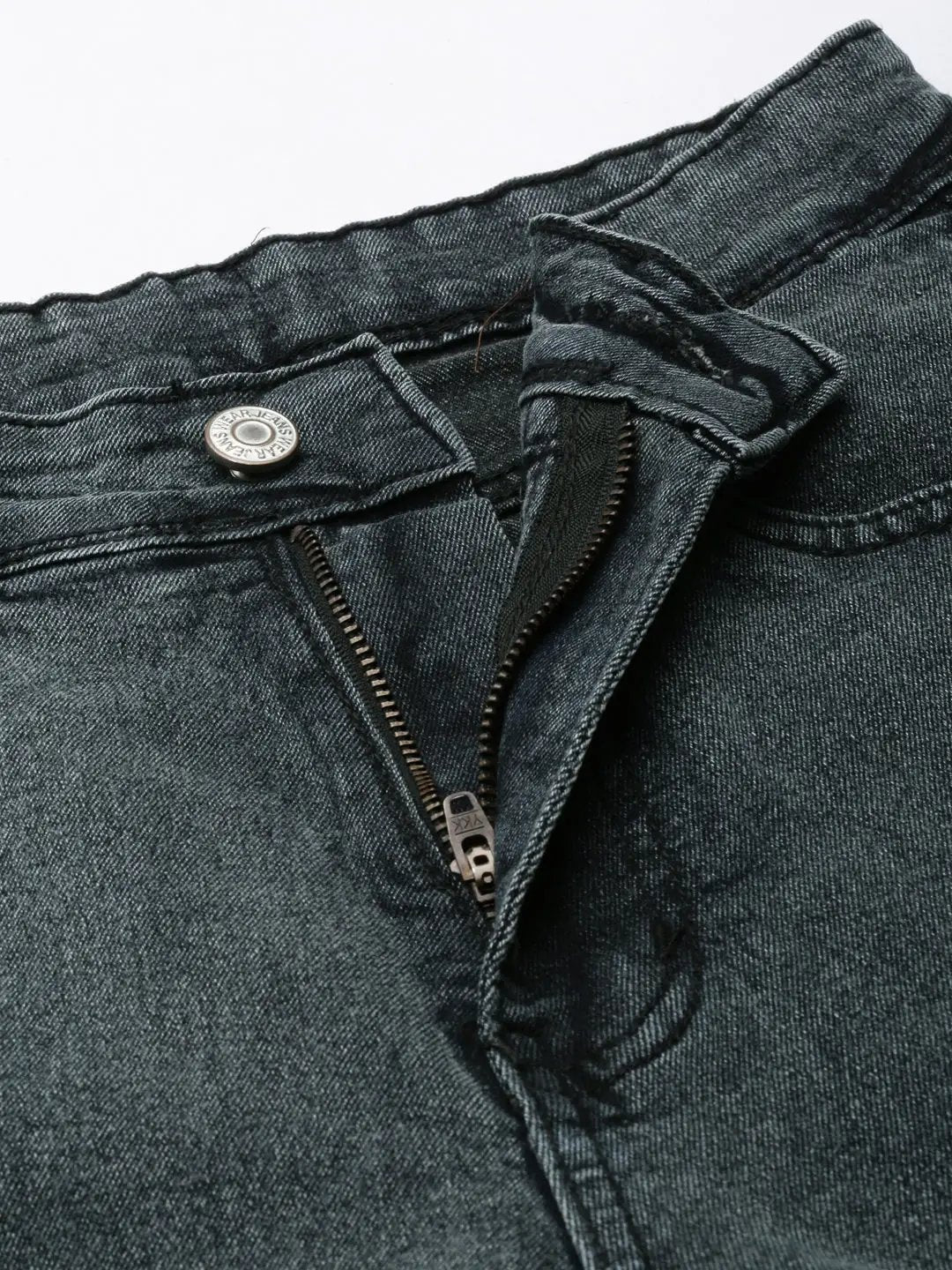 Women's Grey Solid Wide Leg Denim Jeans
