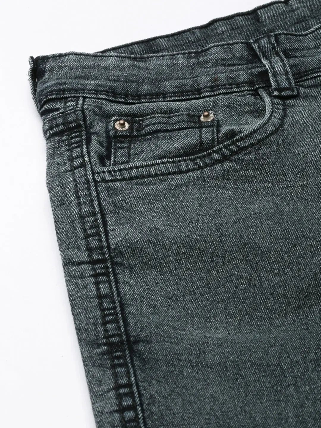 Women's Grey Solid Wide Leg Denim Jeans