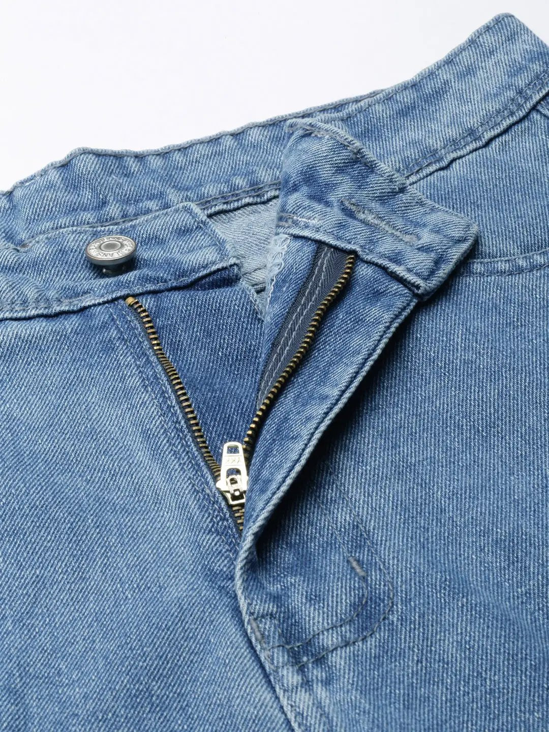 Women's Blue Wide Leg Acid Wash Denim Jeans