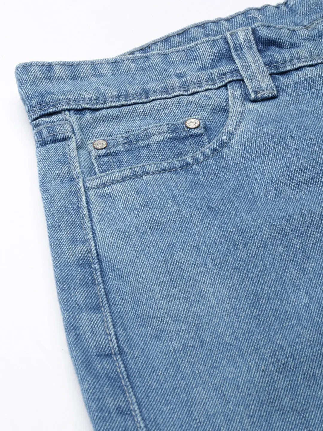 Women's Blue Wide Leg Acid Wash Denim Jeans