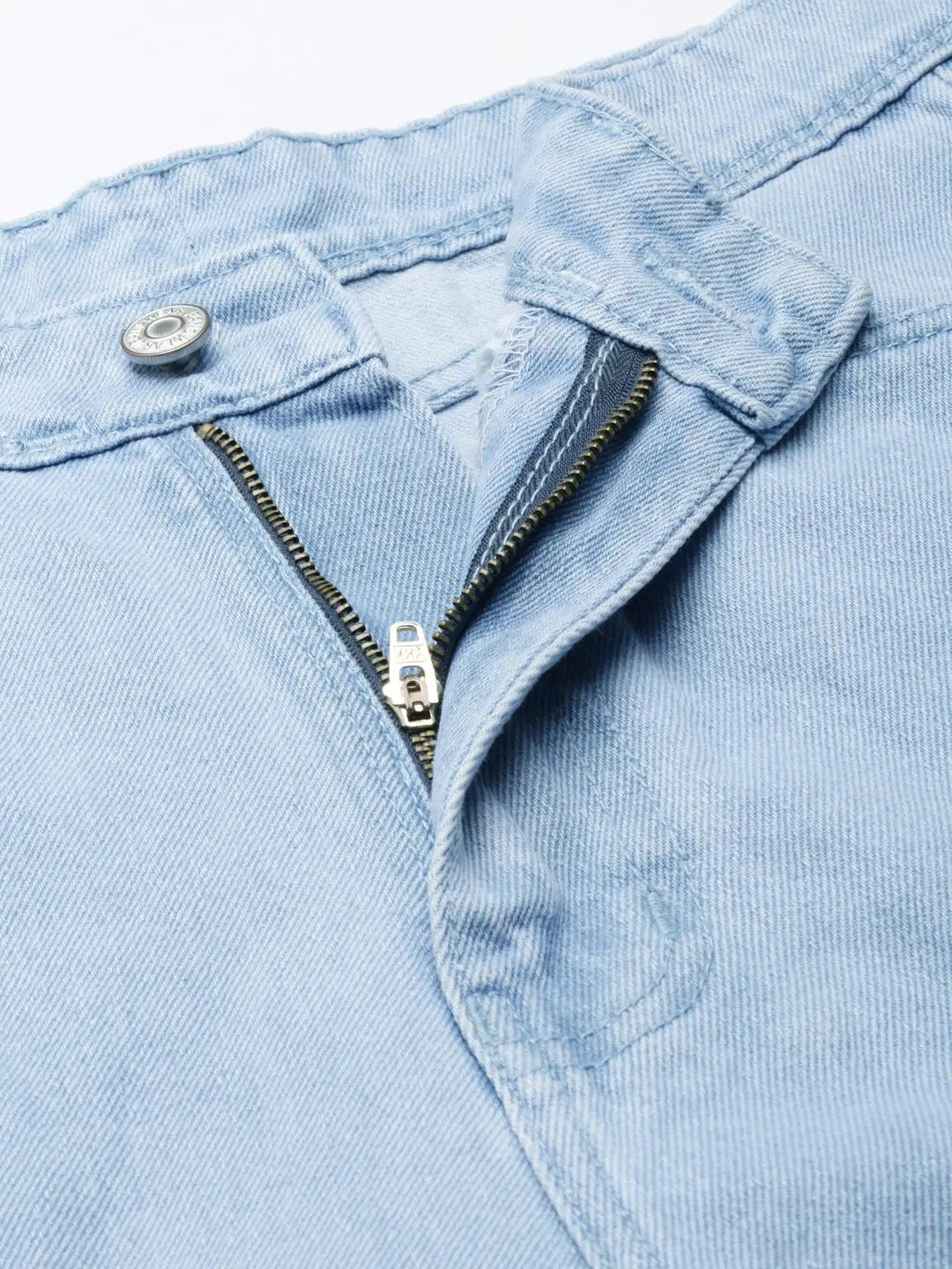 Women's Blue Solid Wide Leg Denim Jeans