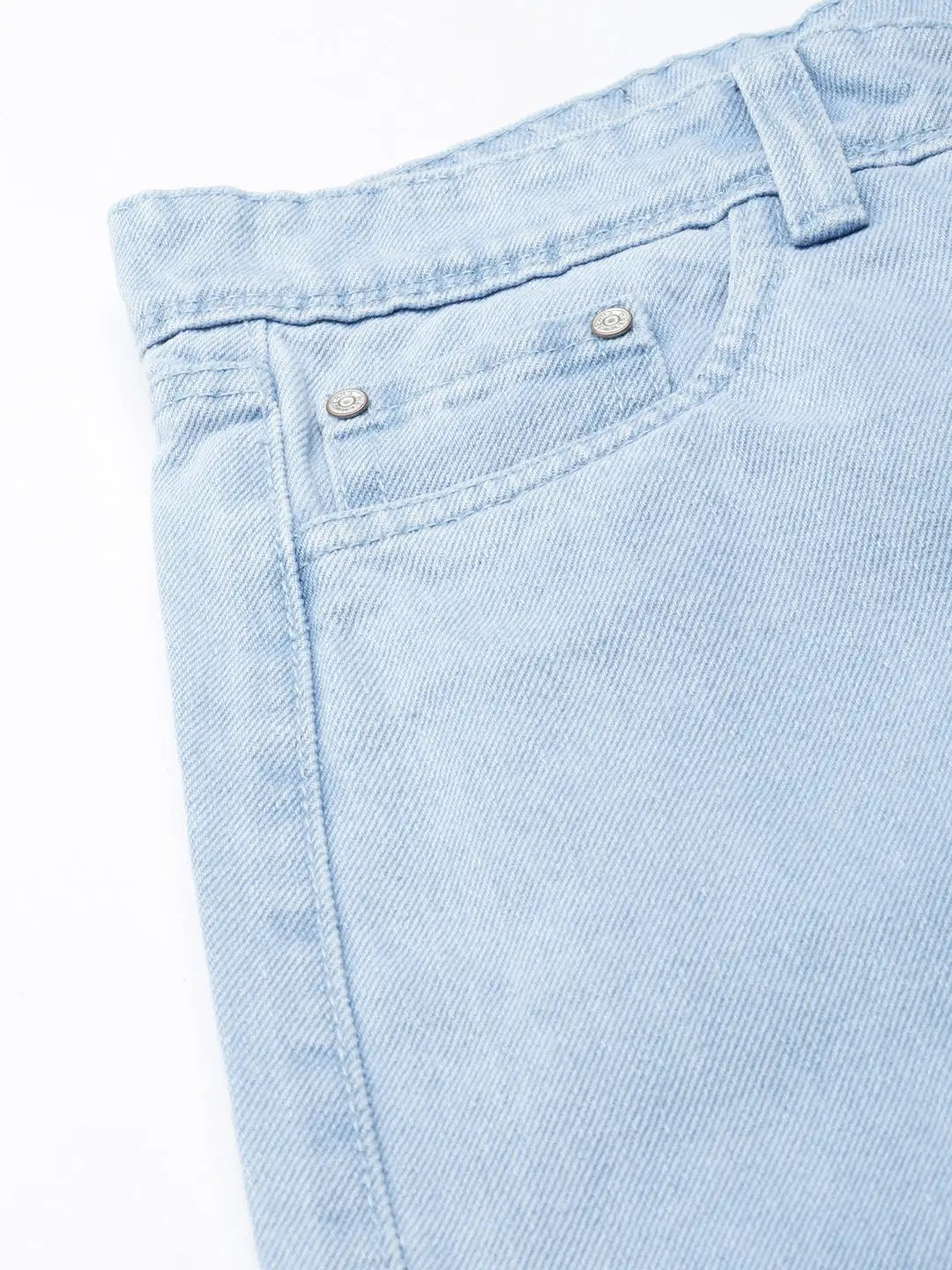 Women's Blue Solid Wide Leg Denim Jeans