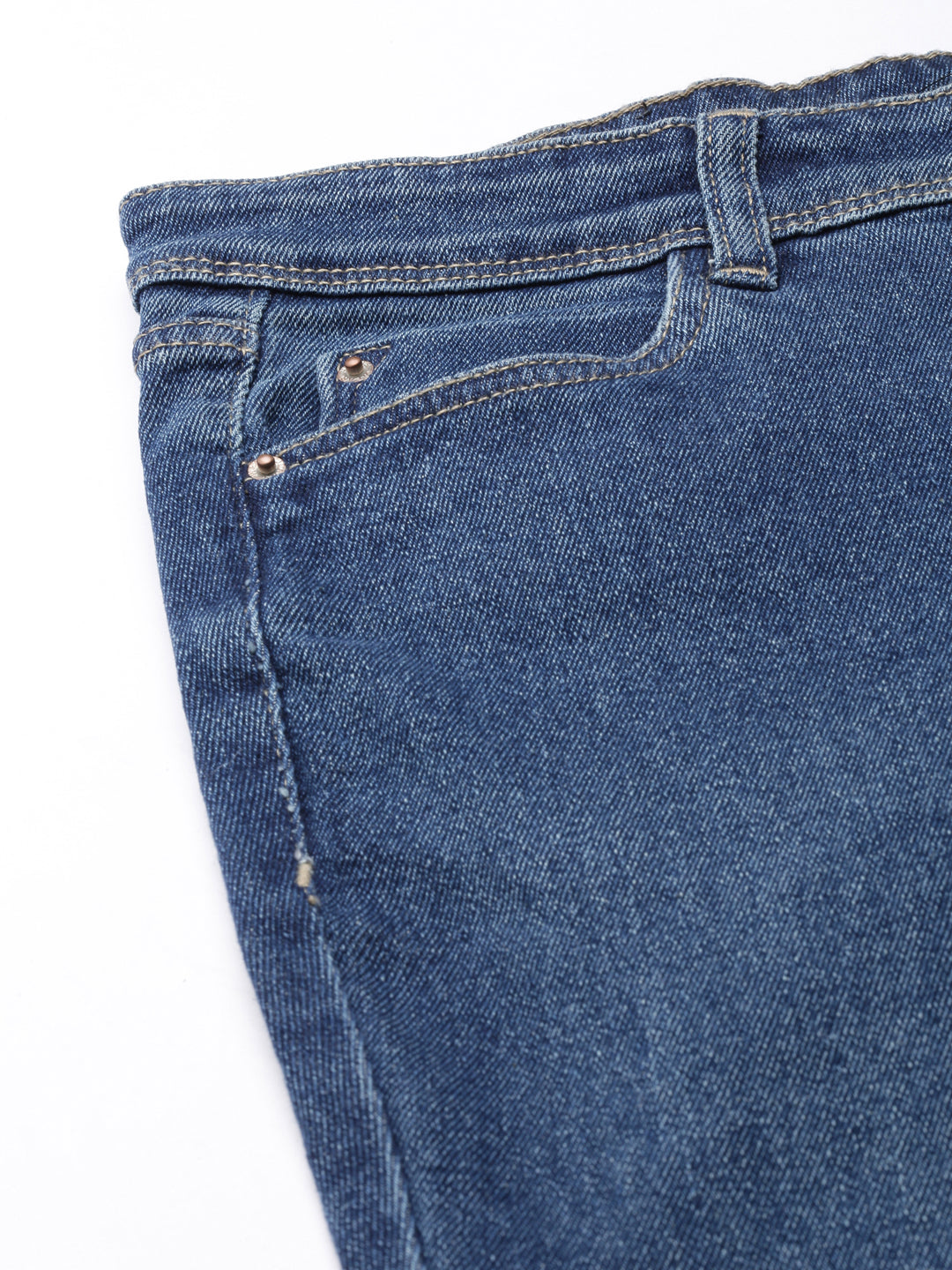 Women's Navy Blue Bootcut Fit Acid Wash Stretchable Denim Jeans