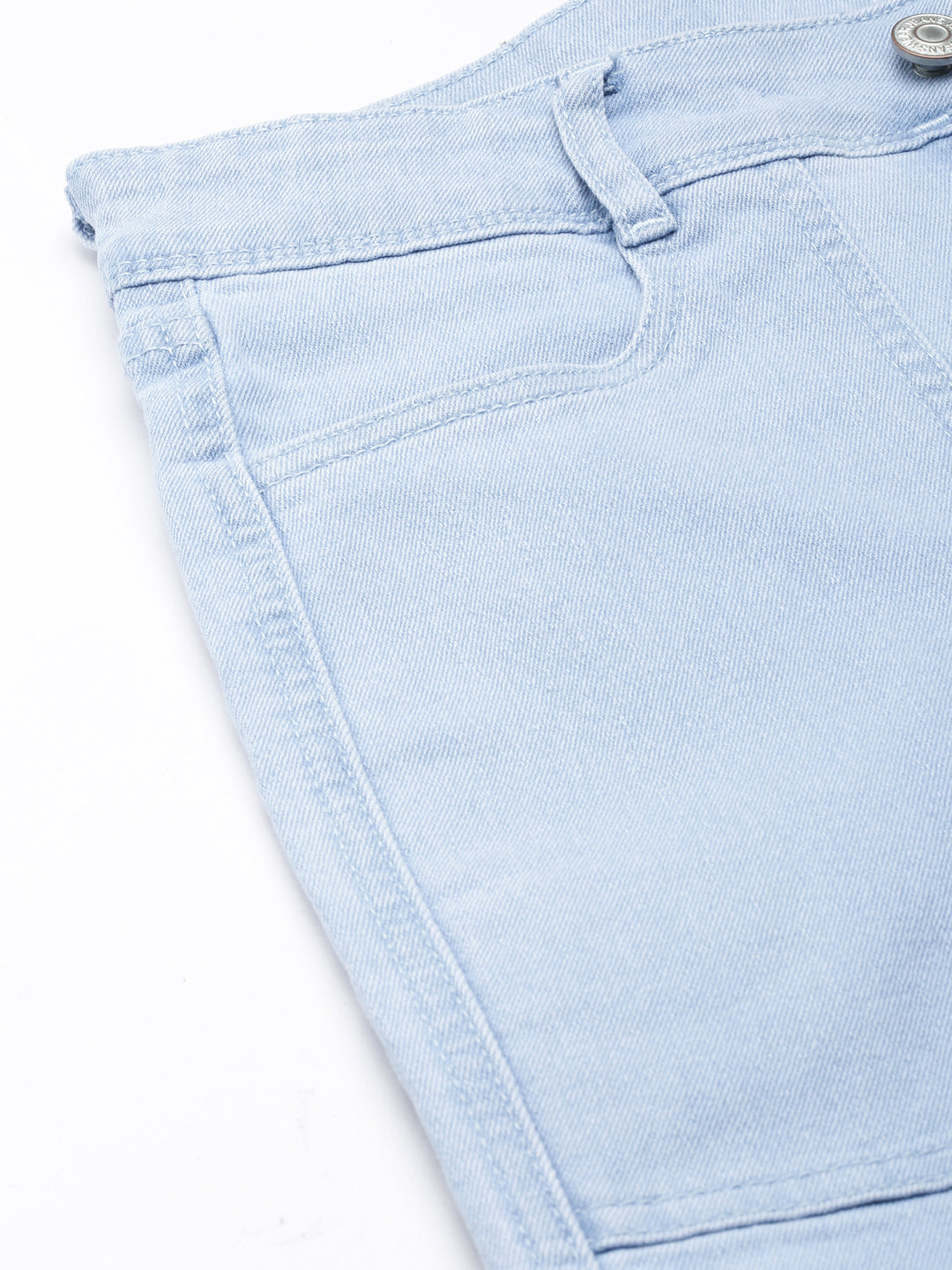 Women's Blue Solid Straight Fit Denim Jeans