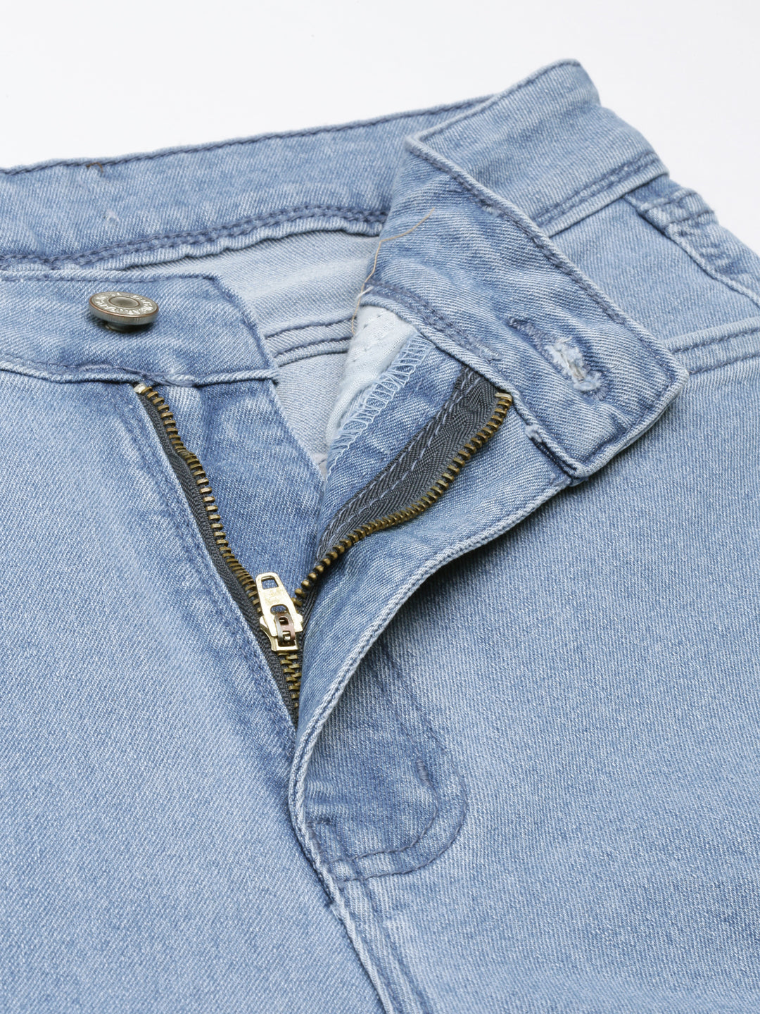 Women's Blue Straight Fit Light Fade Cargo Denim Jeans