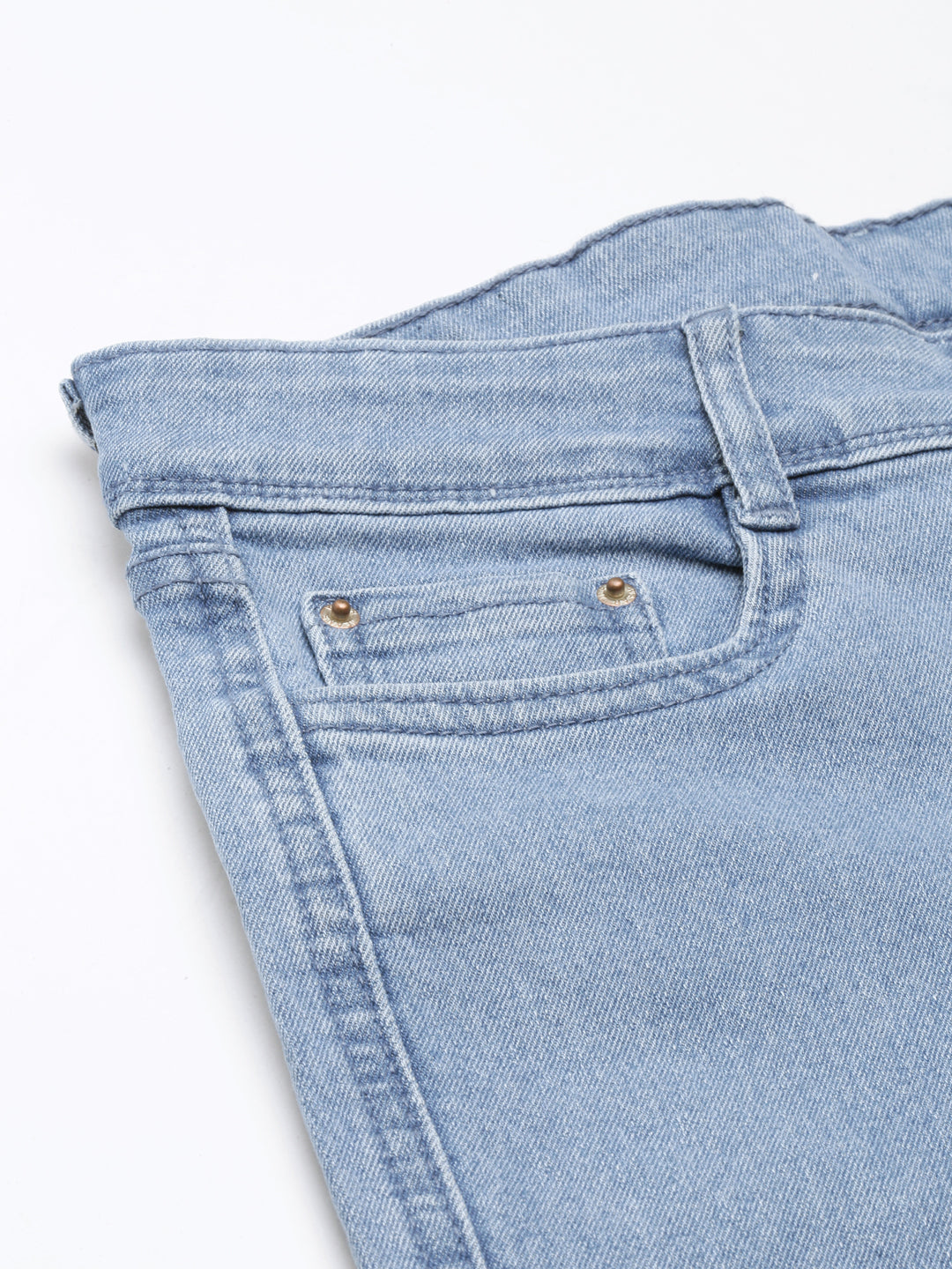 Women's Blue Straight Fit Light Fade Cargo Denim Jeans