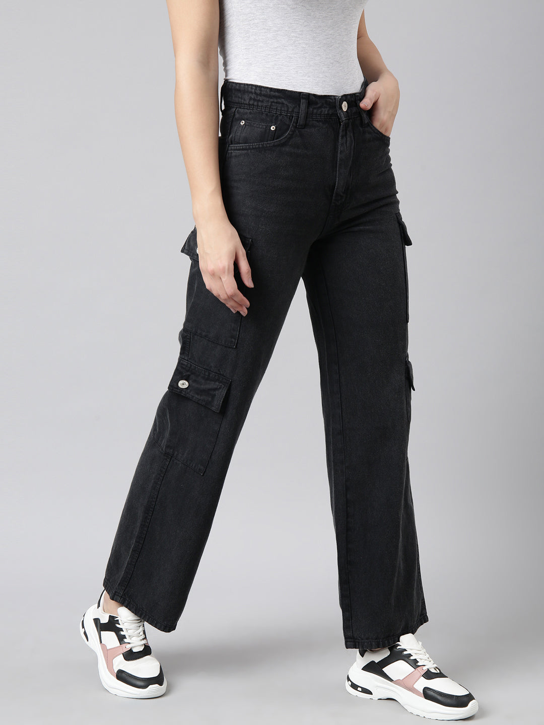 Women Straight Fit Denim Charcoal Corgo Jean