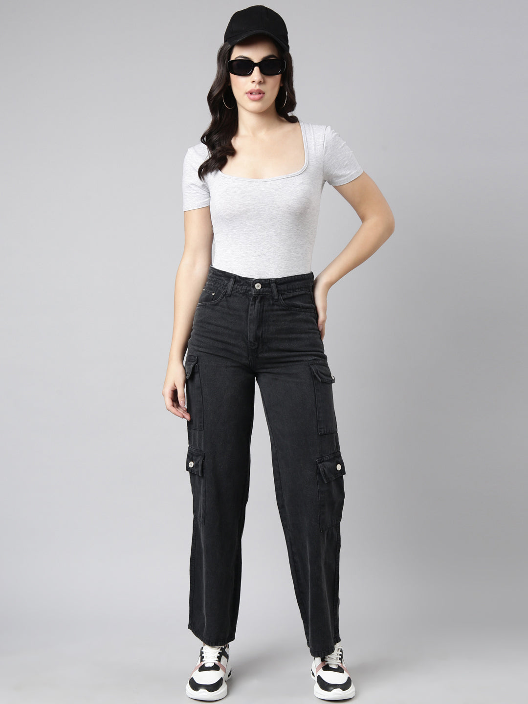 Women Straight Fit Denim Charcoal Corgo Jean