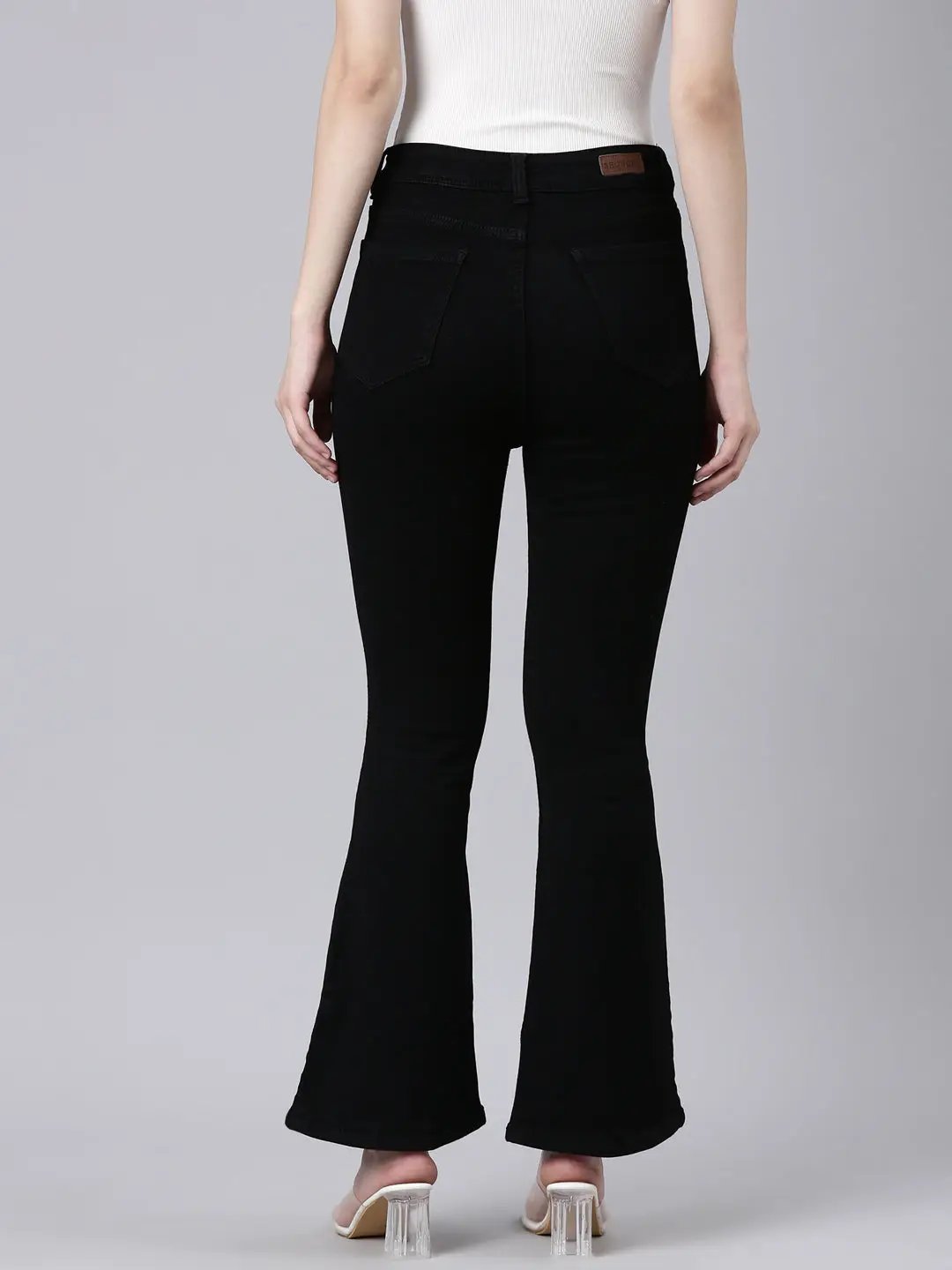 Women's Black Solid Bootcut Denim Jeans