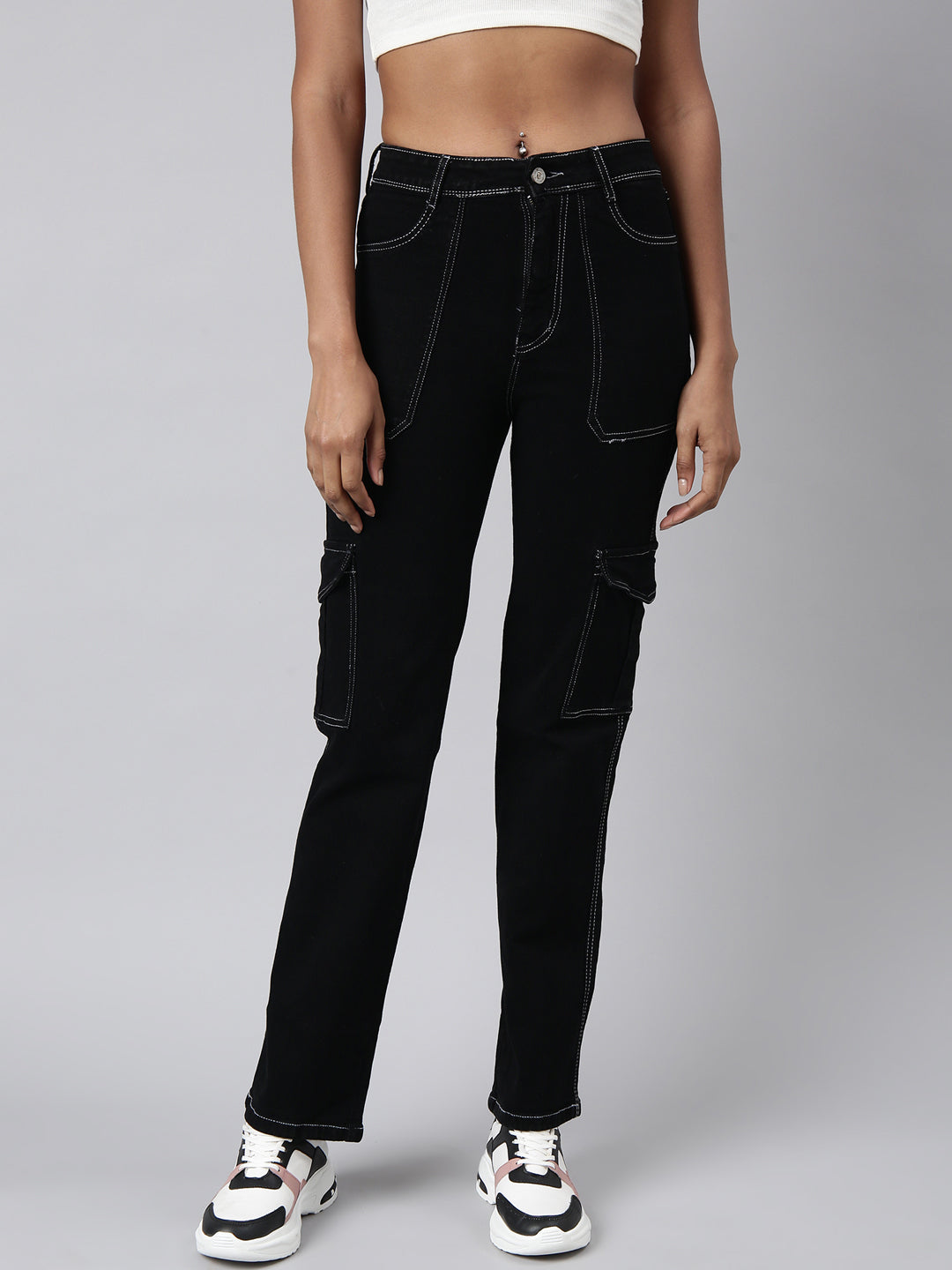 Women Straight Fit Denim Black Corgo Jean