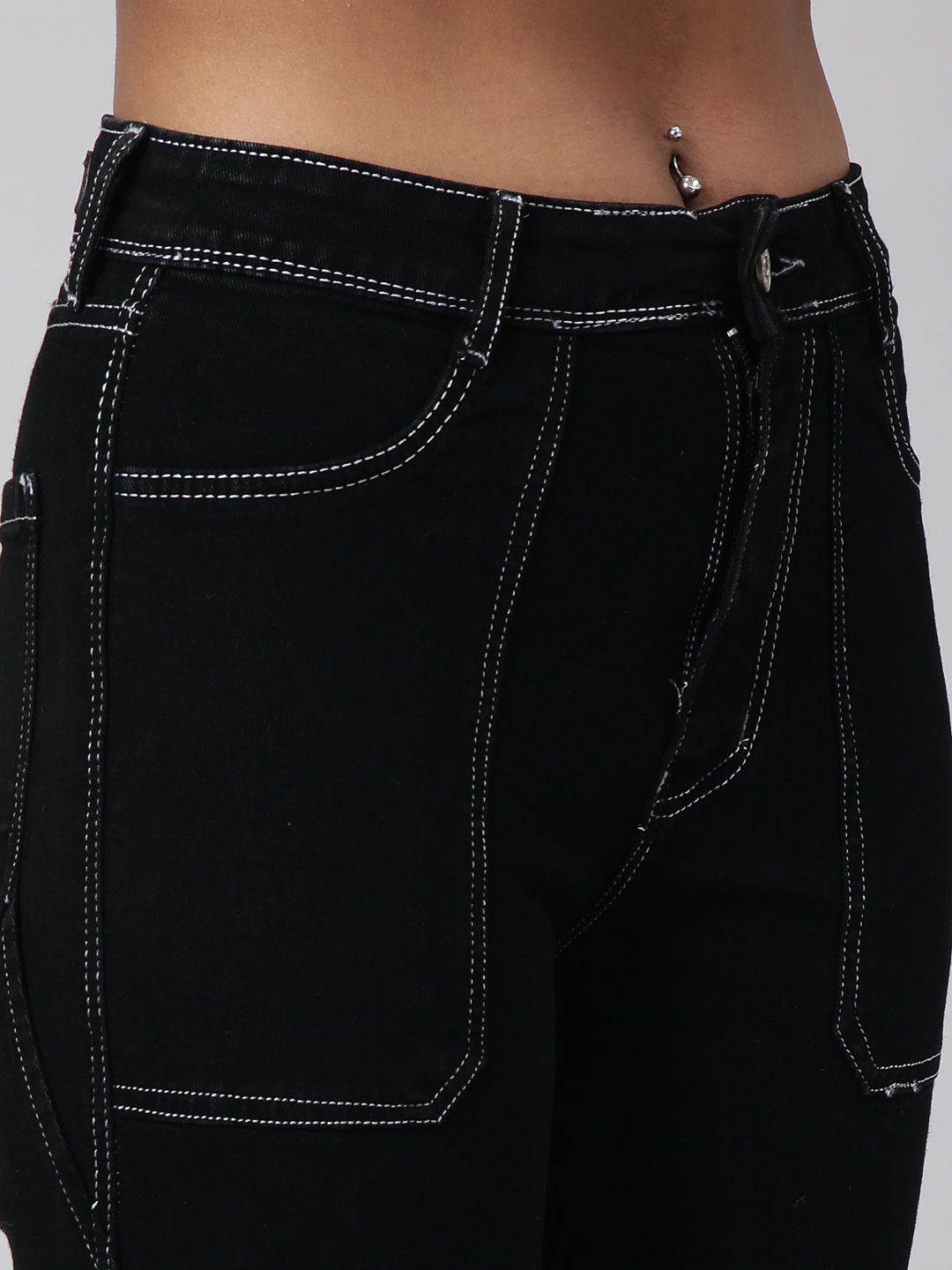 Women Straight Fit Denim Black Corgo Jean