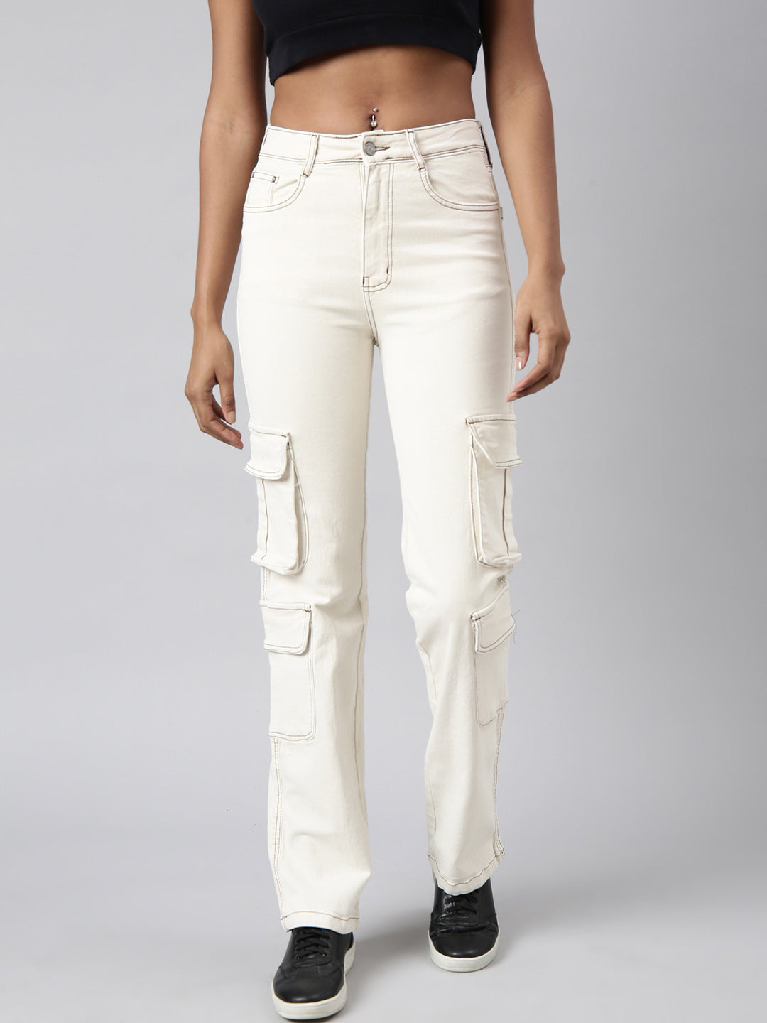 Women Straight Fit Denim Cream Corgo Jean