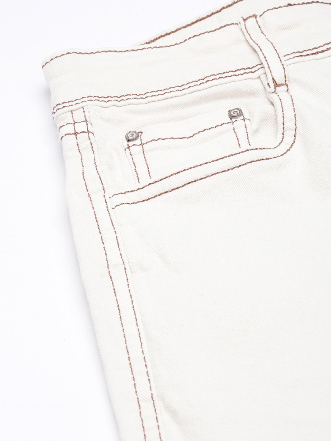Women's Cream Straight Fit Stretchable Cargo Jeans