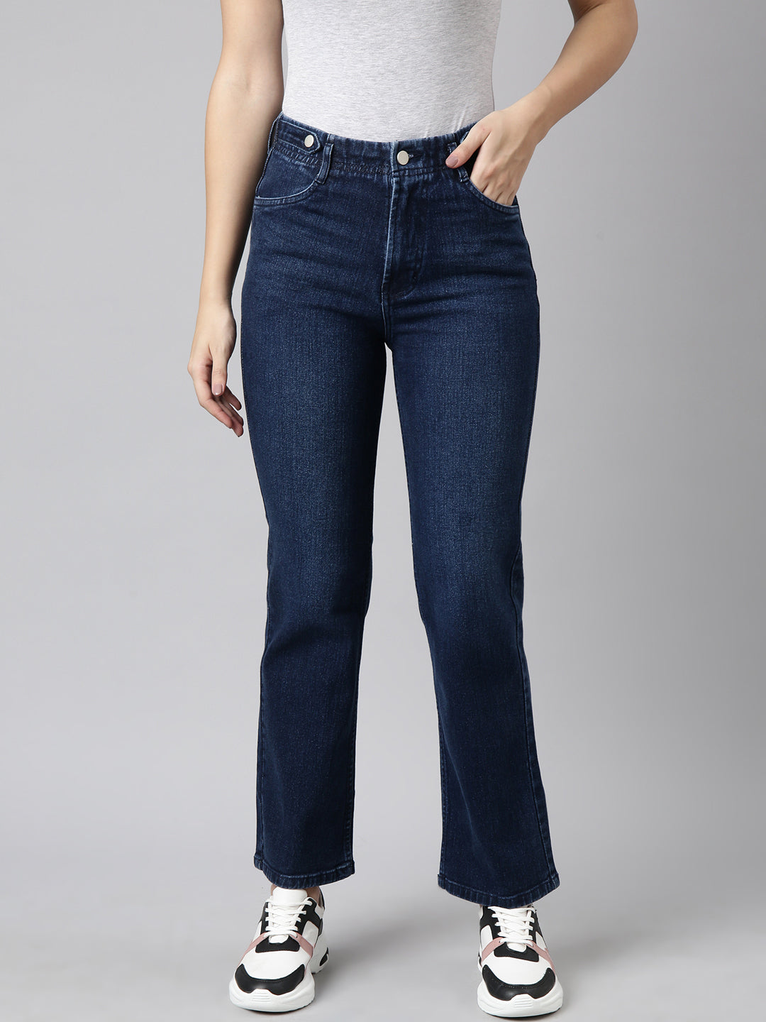 Women Straight Fit Denim Navy Blue Jean