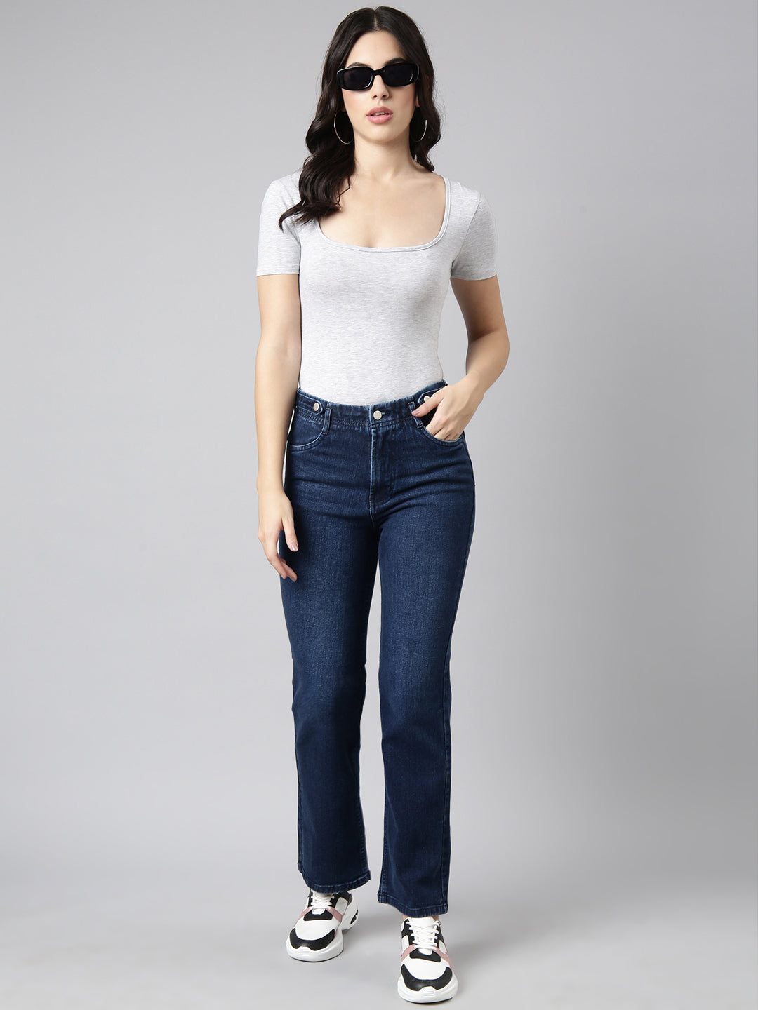 Women Straight Fit Denim Navy Blue Jean