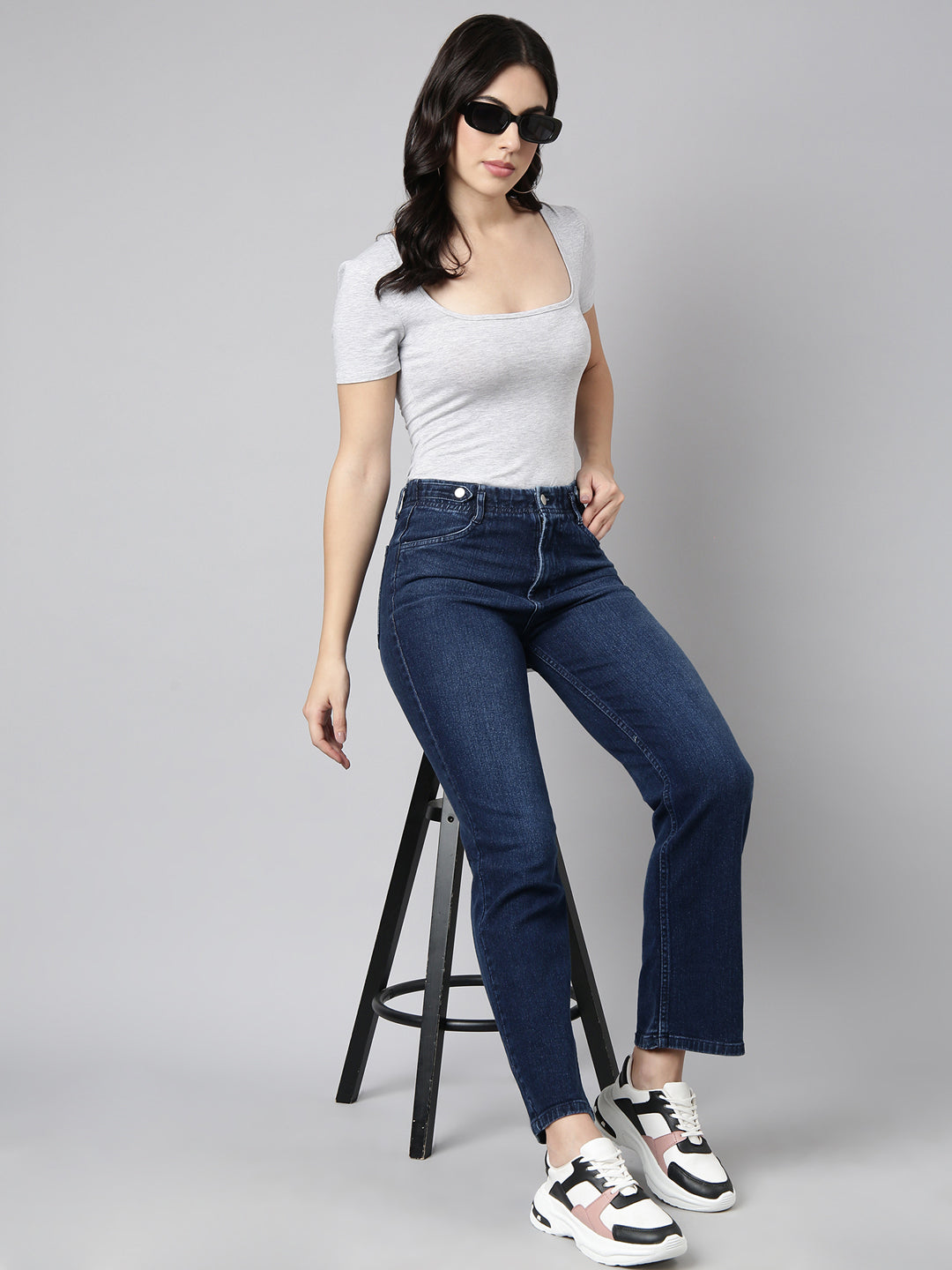 Women Straight Fit Denim Navy Blue Jean