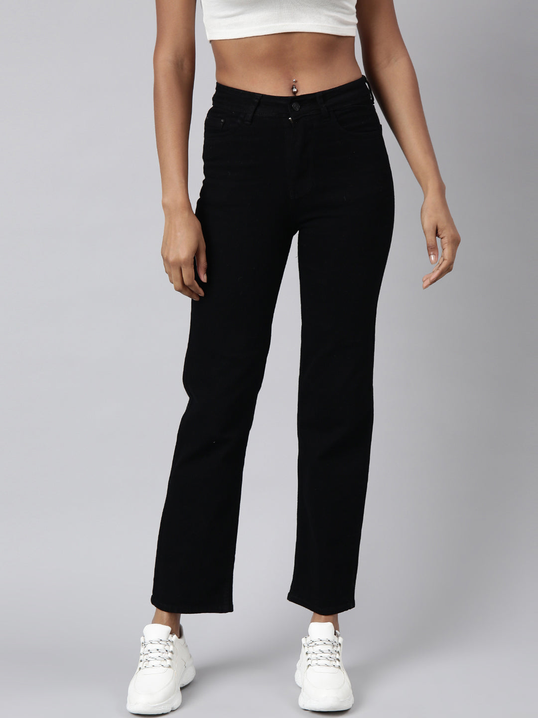 Women Straight Fit Denim Black Jean