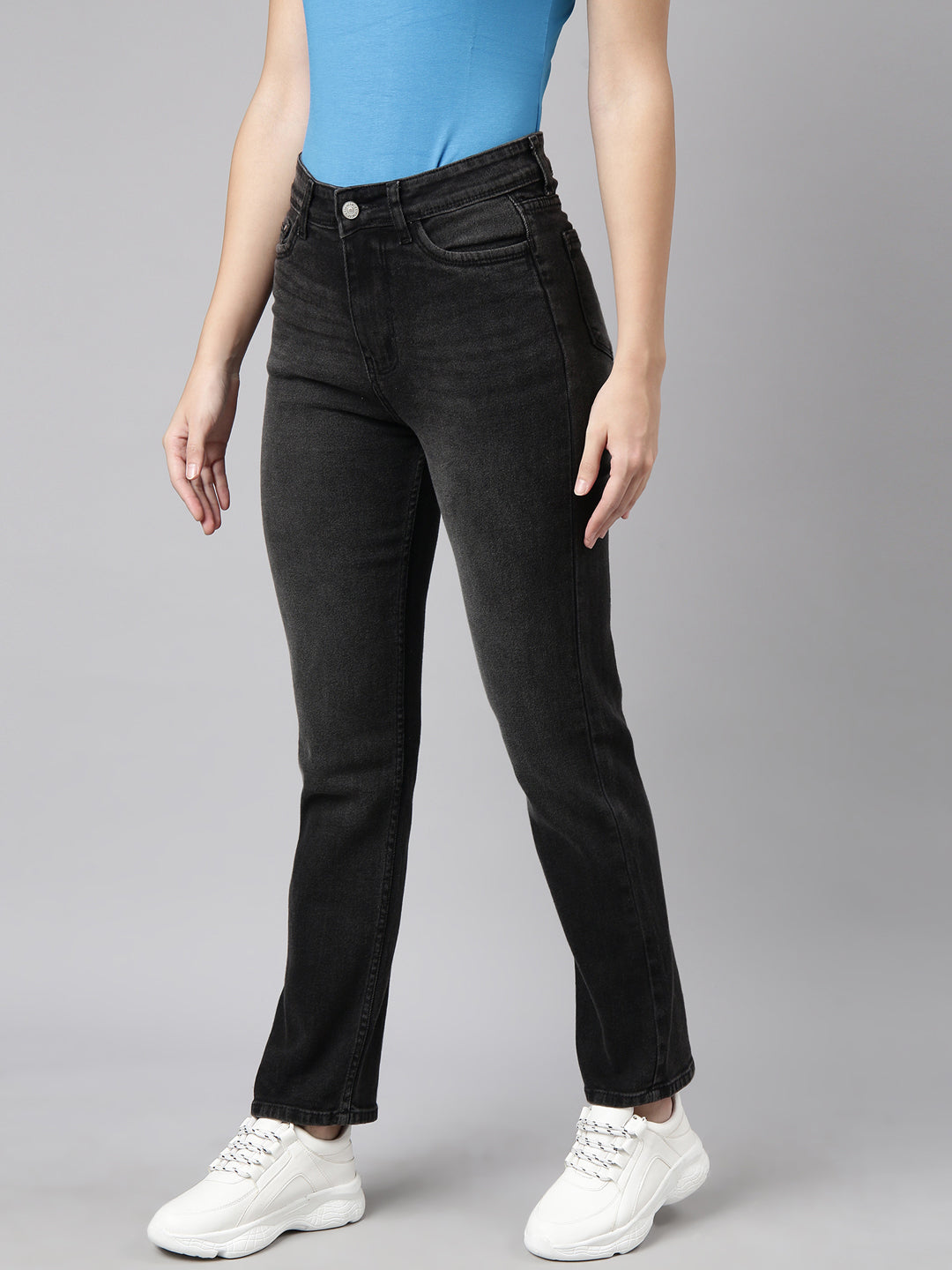 Women Straight Fit Denim Charcoal Jean