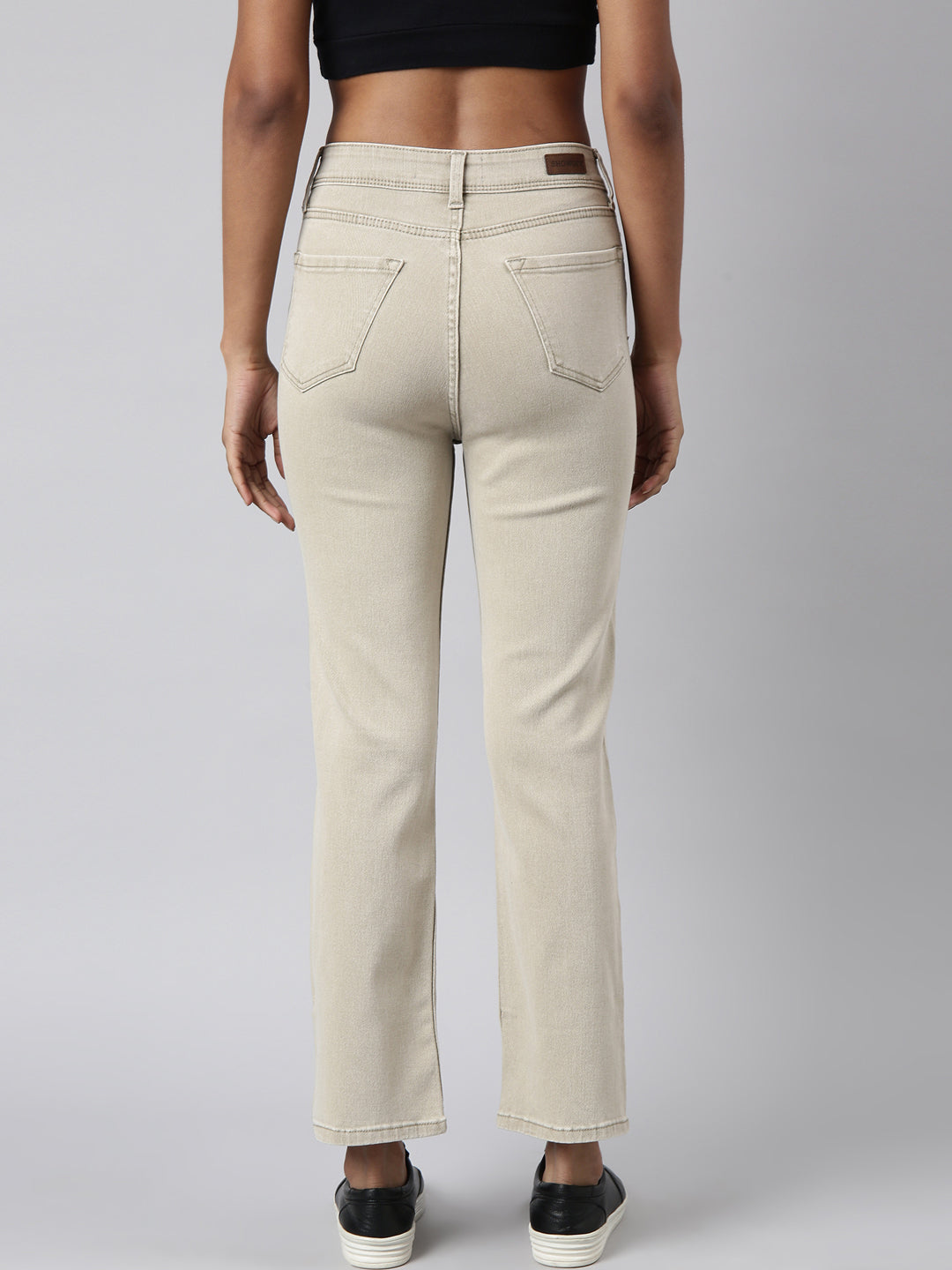 Women Straight Fit Denim Beige Jean