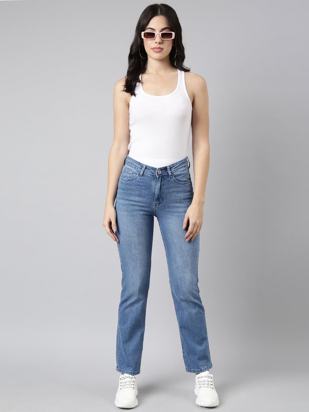 Women Straight Fit Denim Blue Jean