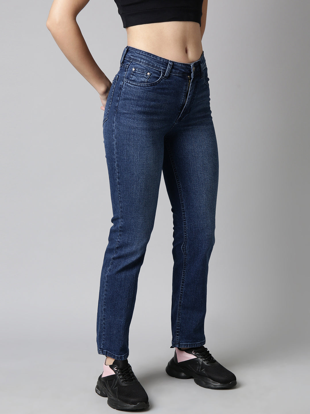 Women Straight Fit Denim Navy Blue Jean