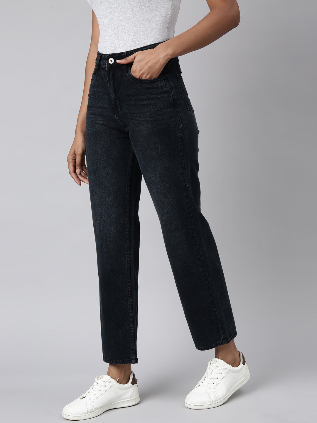 Women Straight Fit Denim Navy Blue Jean