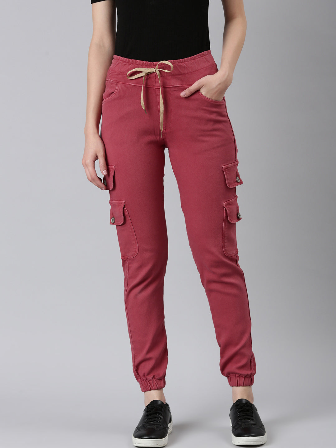 Women Mauve Solid Regular Fit Denim Jeans