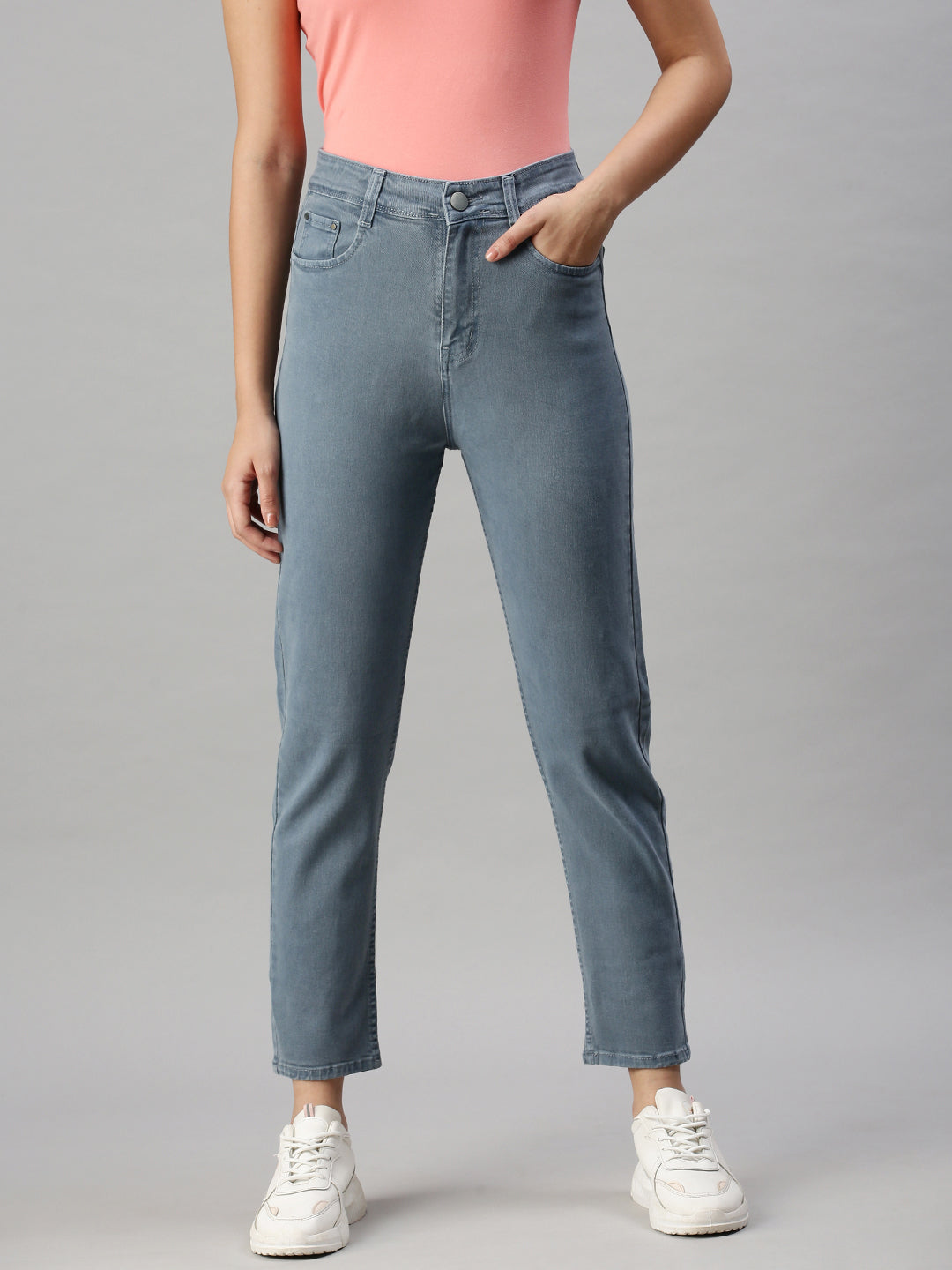 Women's Denim Mom Fit Grey Jeans