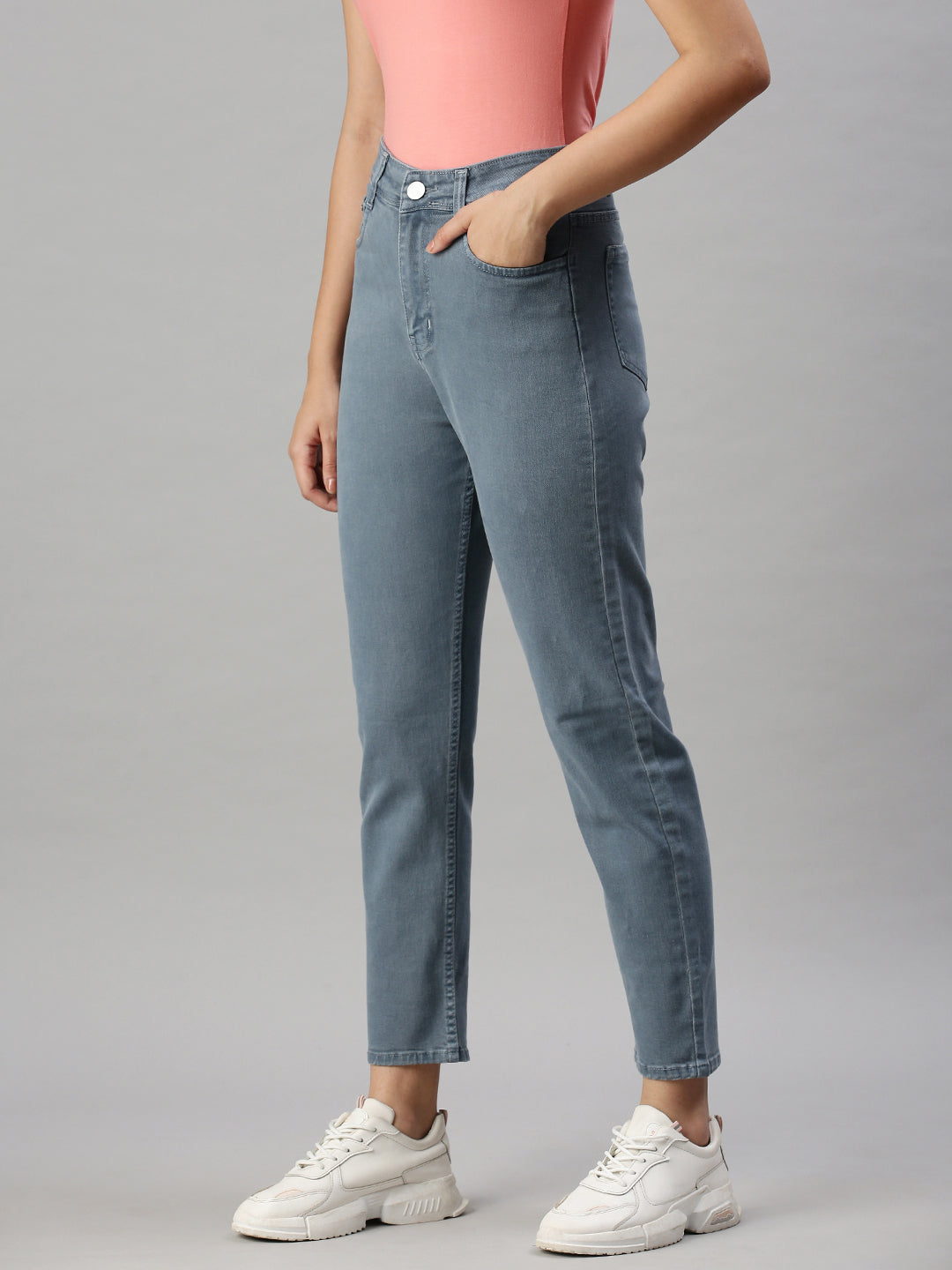 Women's Denim Mom Fit Grey Jeans