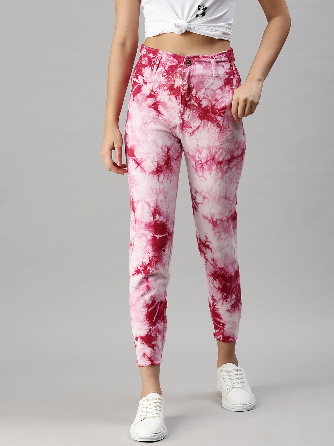 Women's Denim Mom Fit Pink Jeans