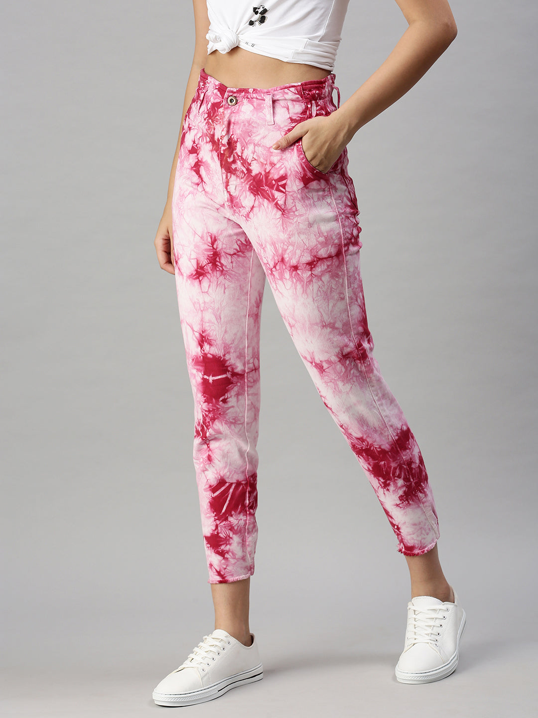 Women's Denim Mom Fit Pink Jeans