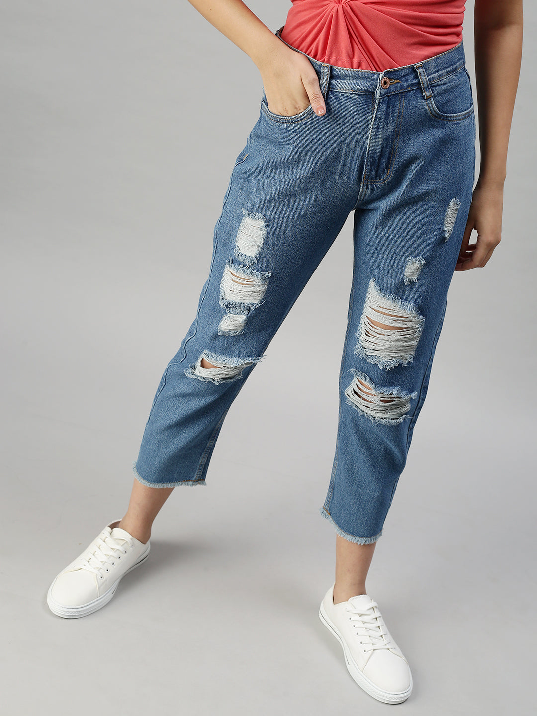 Women's Denim Mom Fit Blue Jeans