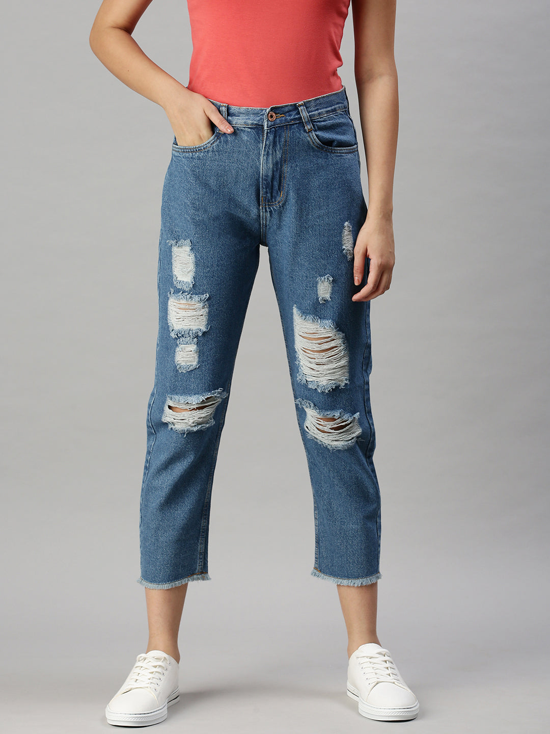 Women's Denim Mom Fit Blue Jeans