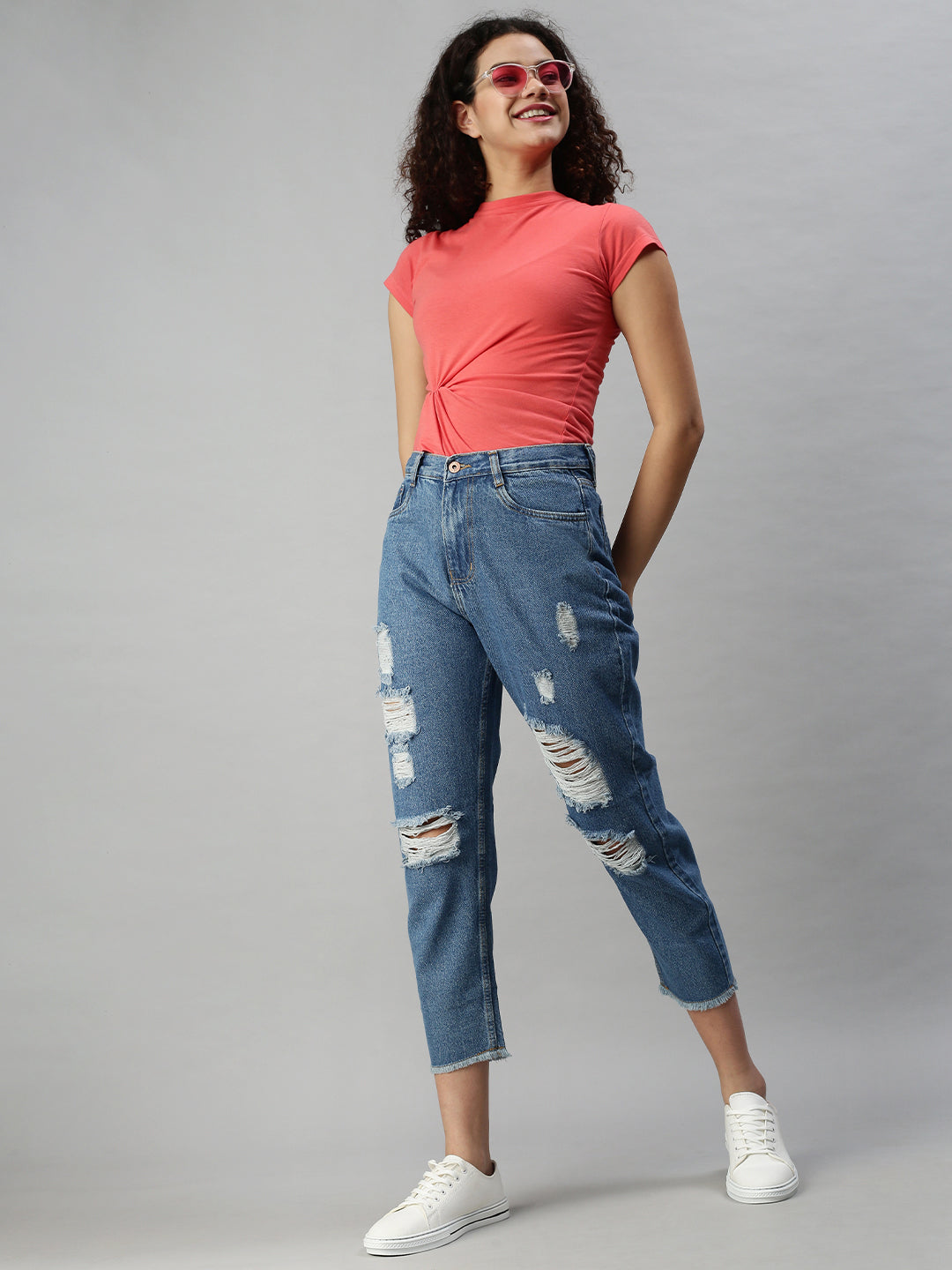 Women's Denim Mom Fit Blue Jeans