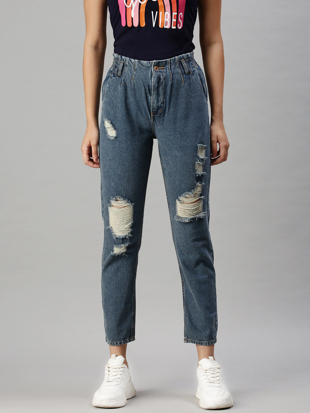 Women's Denim Blue Mom Fit Jeans