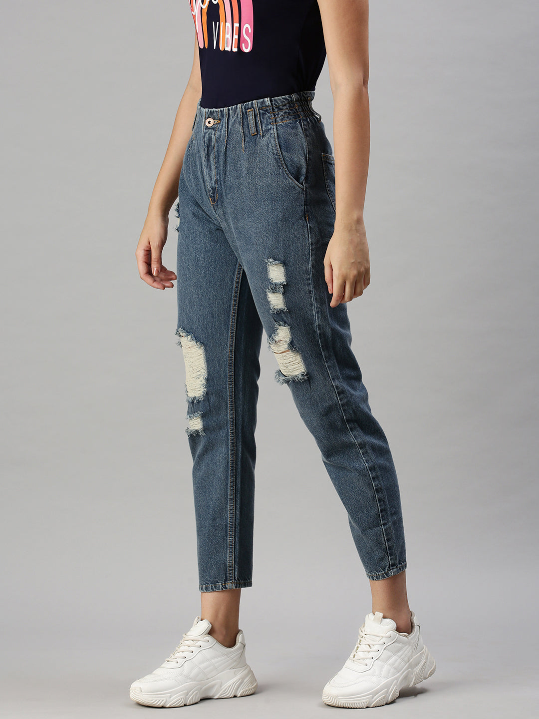 Women's Denim Blue Mom Fit Jeans