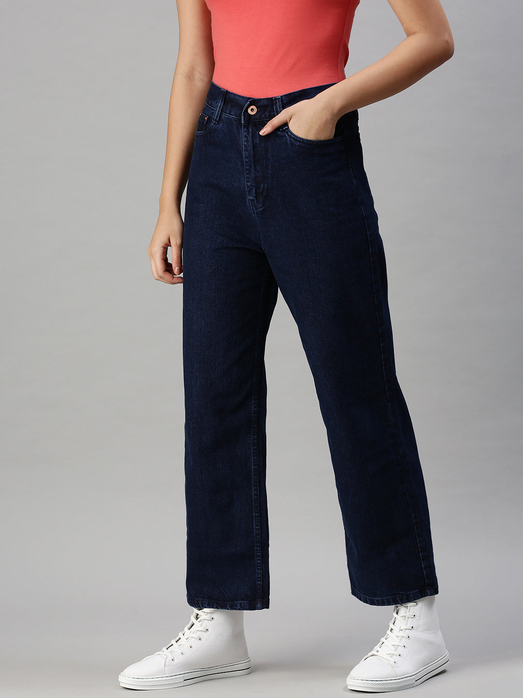 Women's Denim Wide Leg Navy Blue Jeans