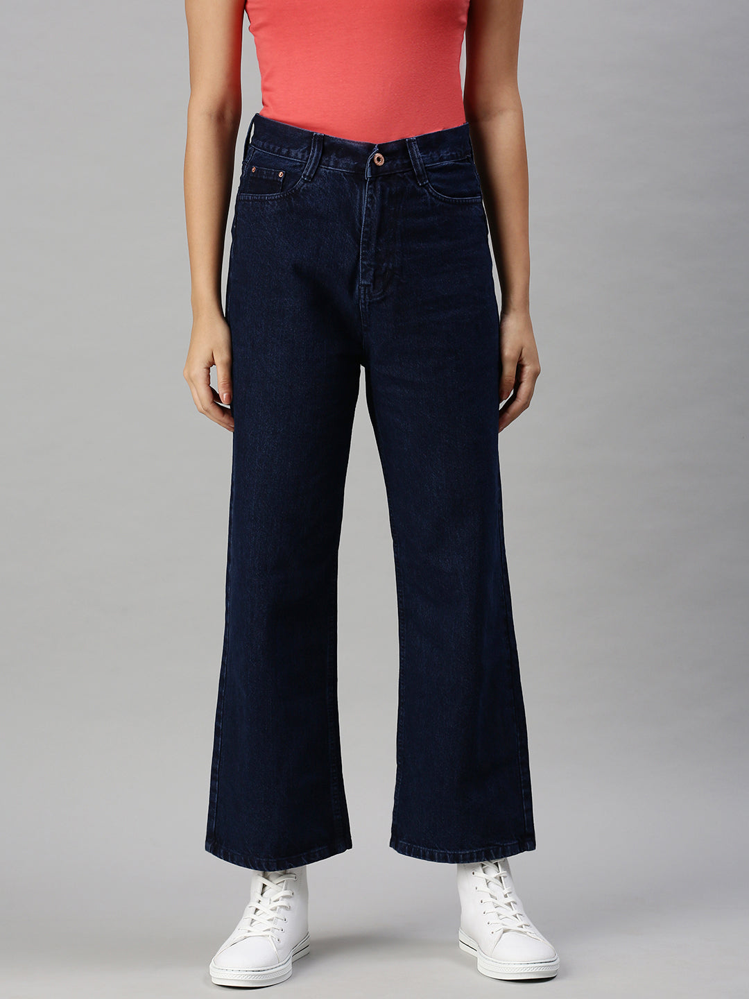 Women's Denim Wide Leg Navy Blue Jeans