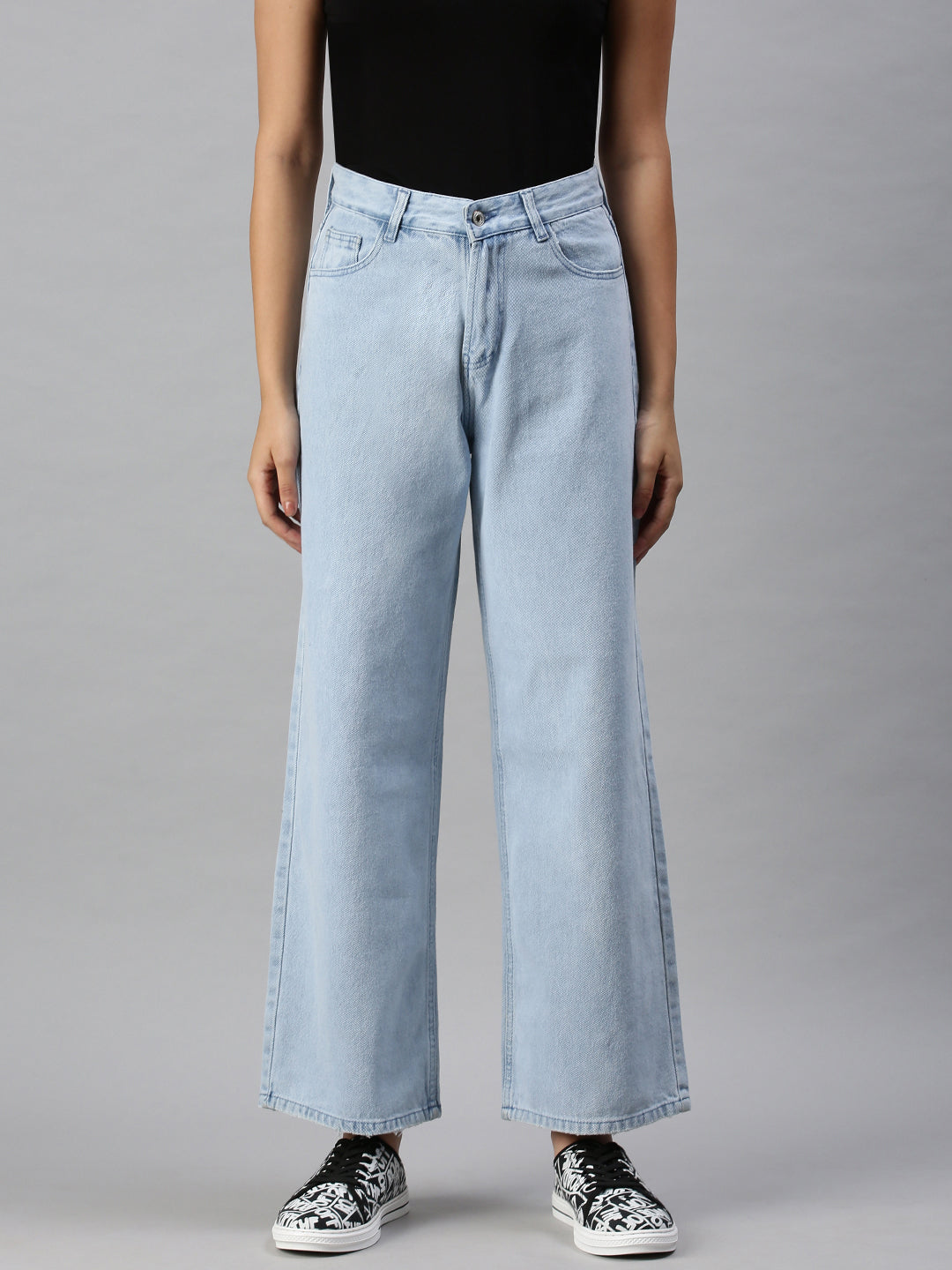 Women's Denim Blue Wide Leg Jeans