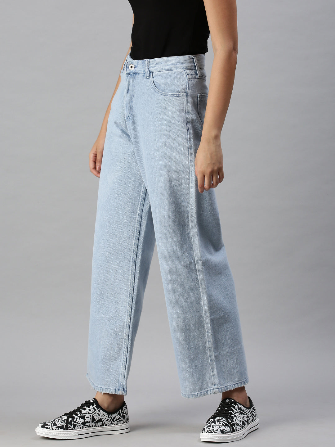 Women's Denim Blue Wide Leg Jeans