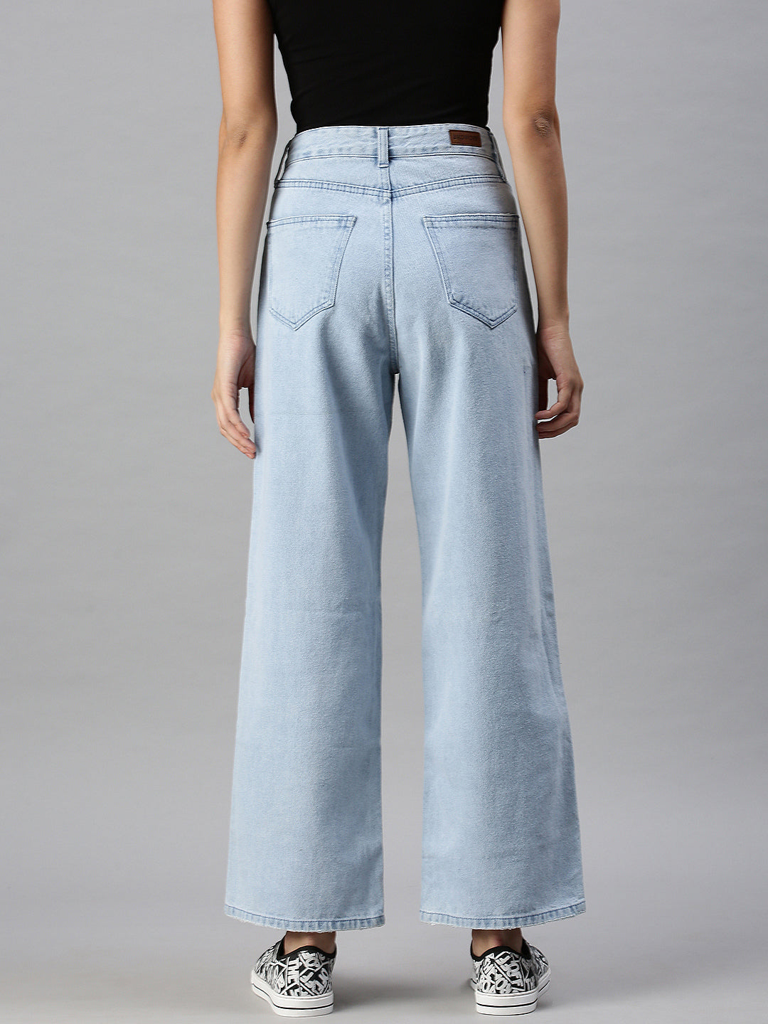 Women's Denim Blue Wide Leg Jeans