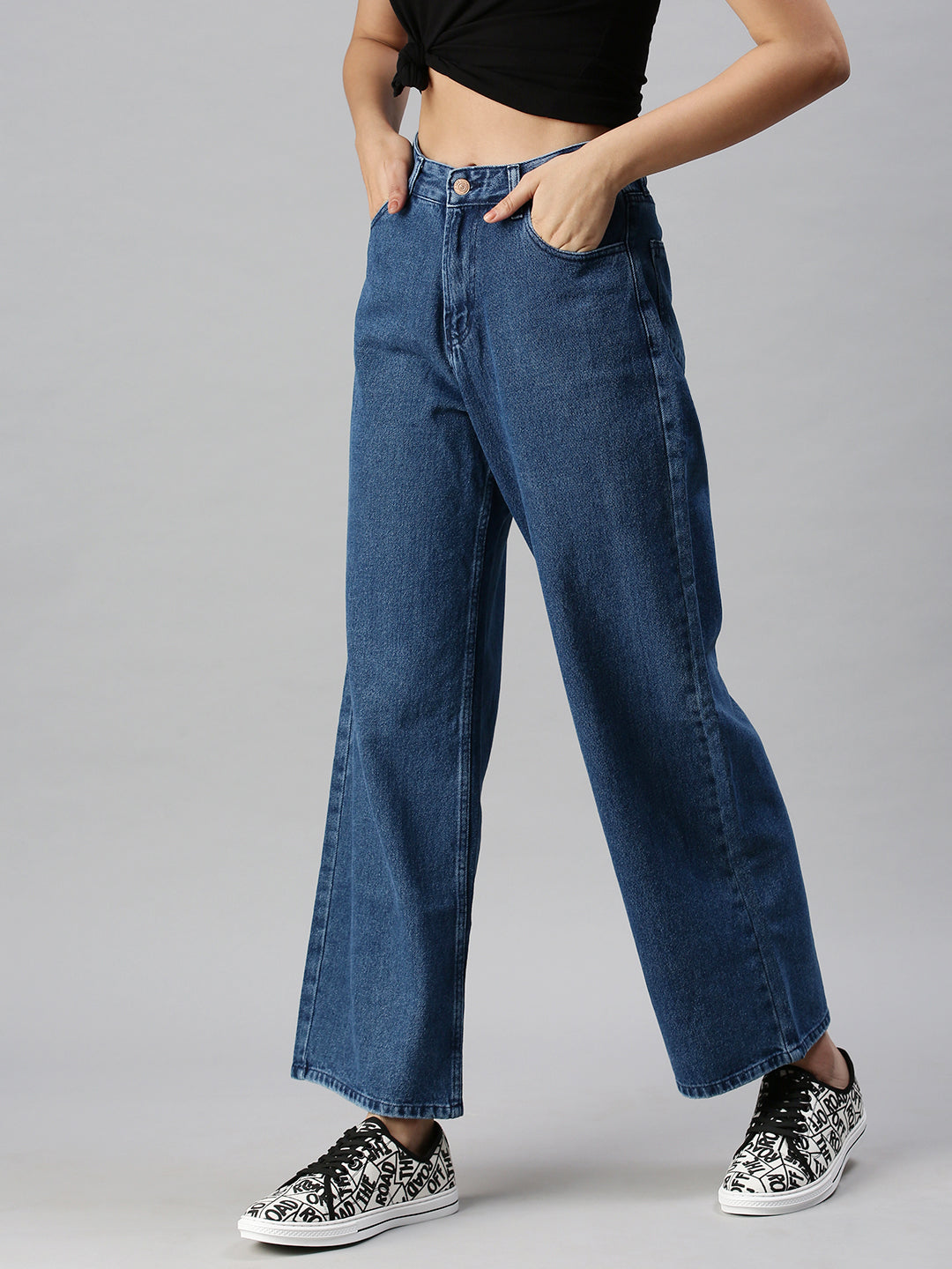 Women's Denim Wide Leg Navy Blue Jeans