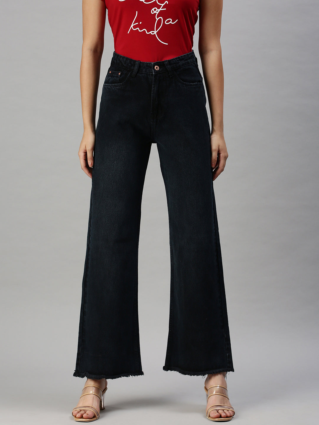 Women's Denim Wide Leg Black Jeans